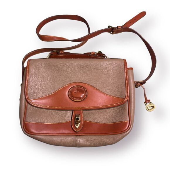 Dooney & Bourke AWL Vintage Satchel Taupe leather Carrier messenger bag purse - Picture 2 of 8